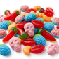 Jelly-filled gummies in sweet strawberry, sour blue raspberry and mildly spicy mango flavors