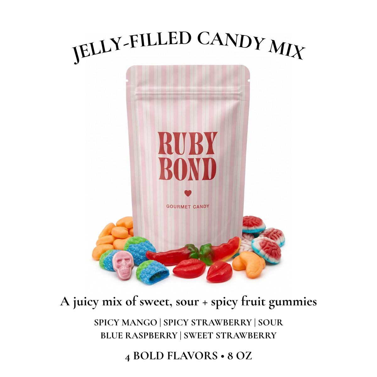 Ruby Bond 8 oz jelly-filled gummy candy mix